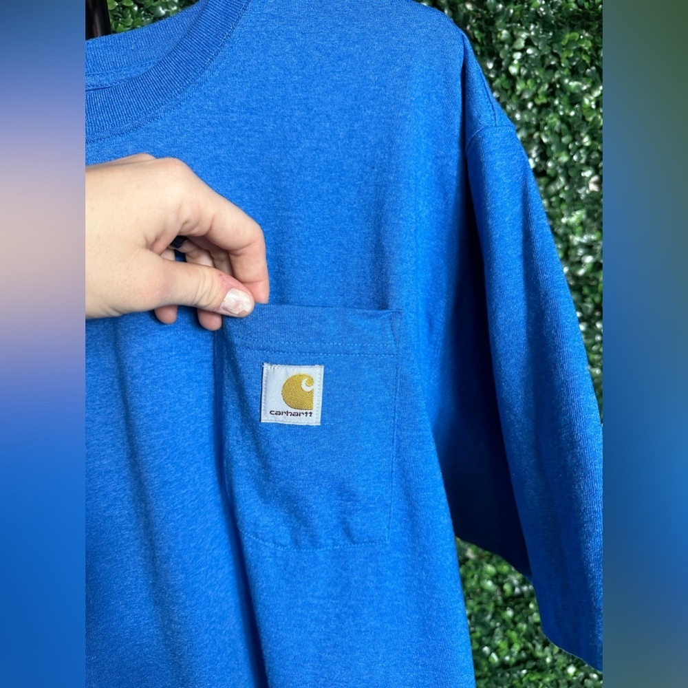 Carhartt Pocket Tee Shirt Blue Large Loose Fit - Picture 3 of 5